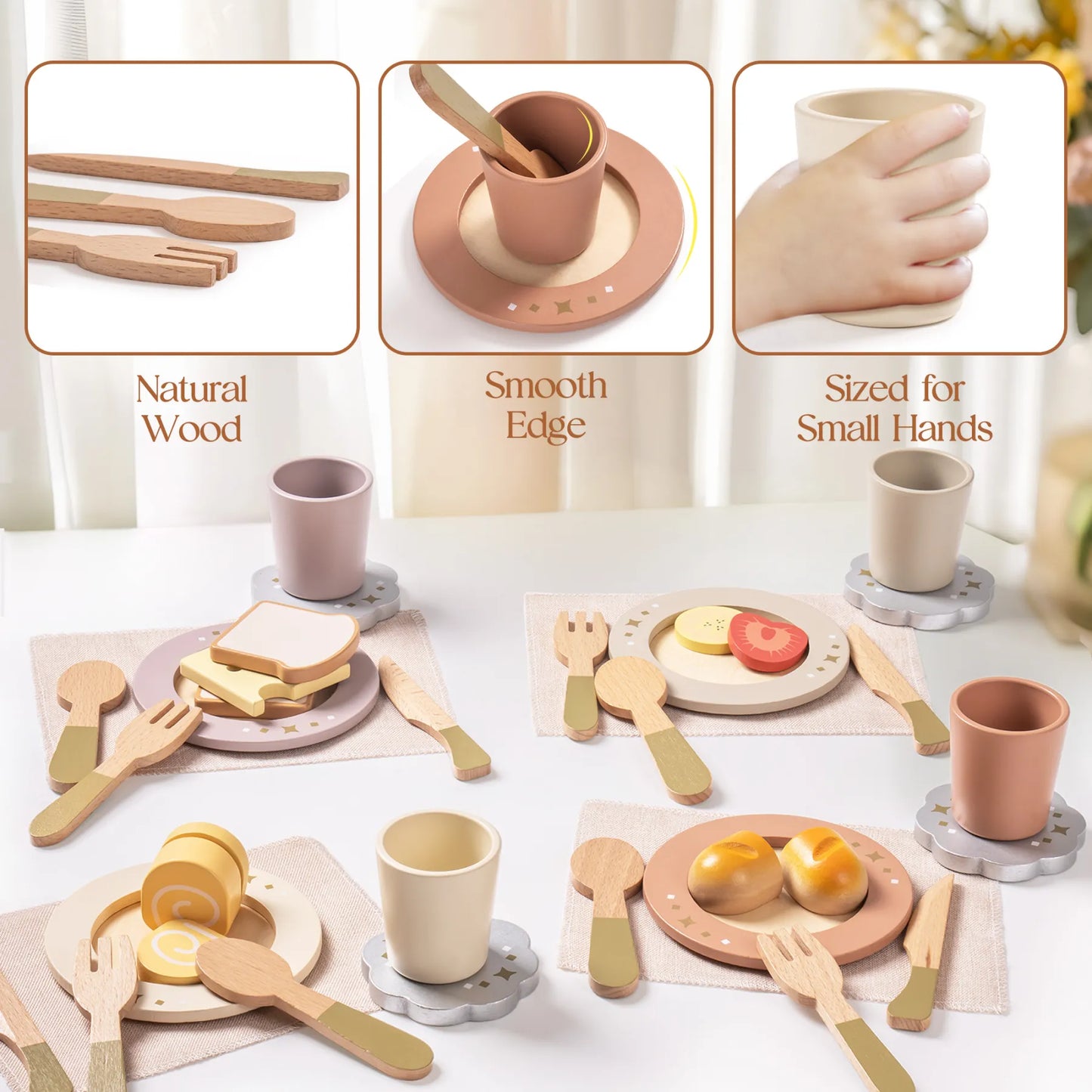 ROBUD Set di 4 piatti da gioco in legno