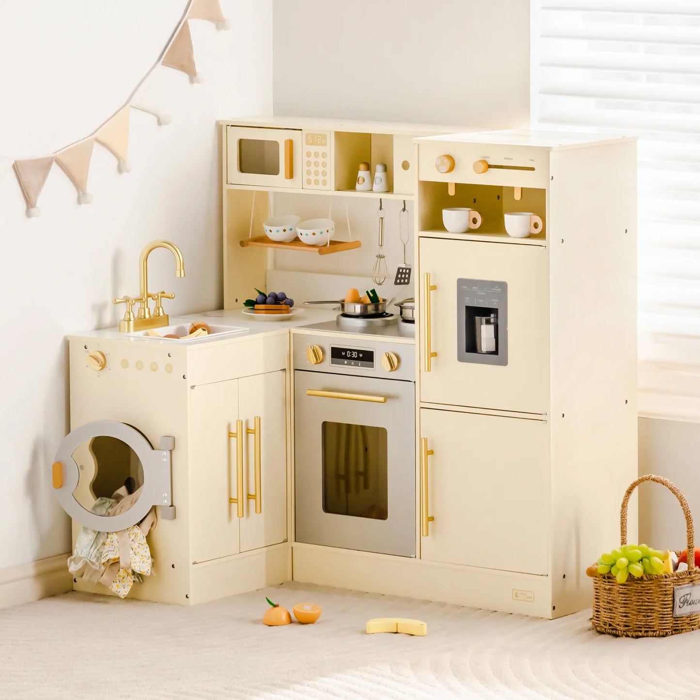 ROBUD Cucina Angolare Finta con Tutto in Uno e Stile Combinato