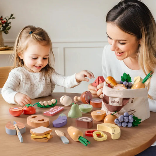 ROBUD Set da gioco per cibo da tagliare in legno 4 in 1