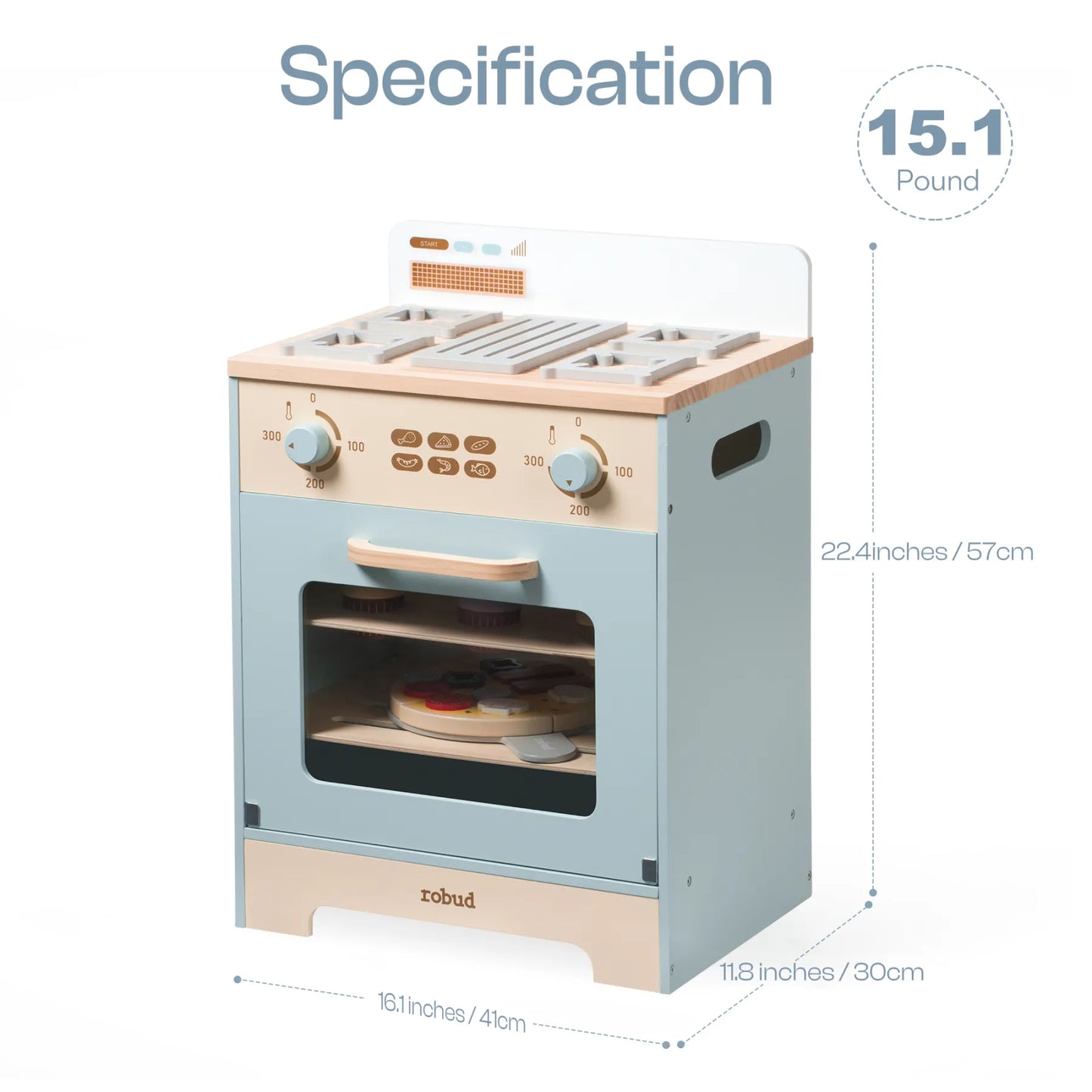 ROBUD Forno da cucina per bambini in legno - Realistico