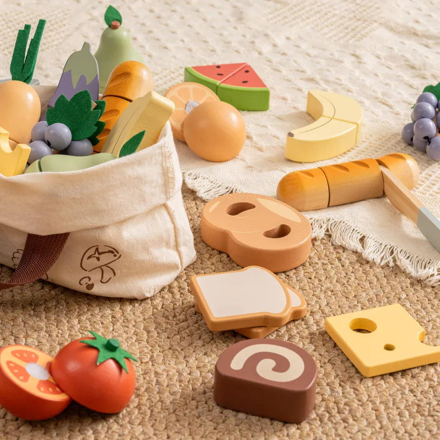 ROBUD Set da gioco per cibo da tagliare in legno 4 in 1