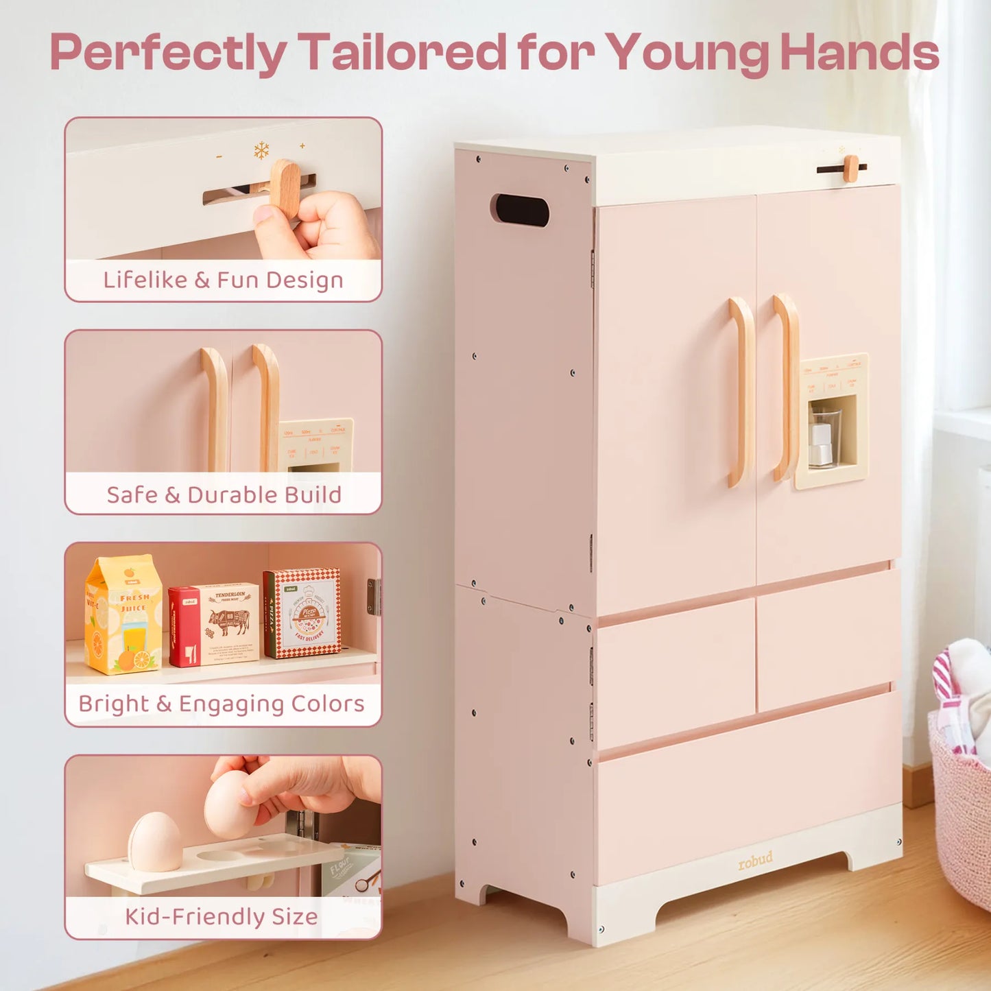 Frigorifero in legno rosa ROBUD