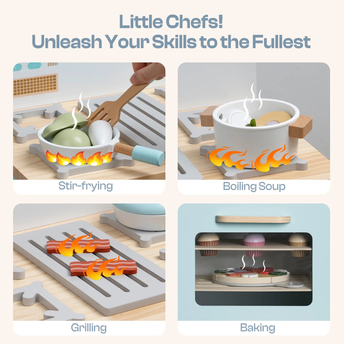 ROBUD Forno da cucina per bambini in legno - Realistico