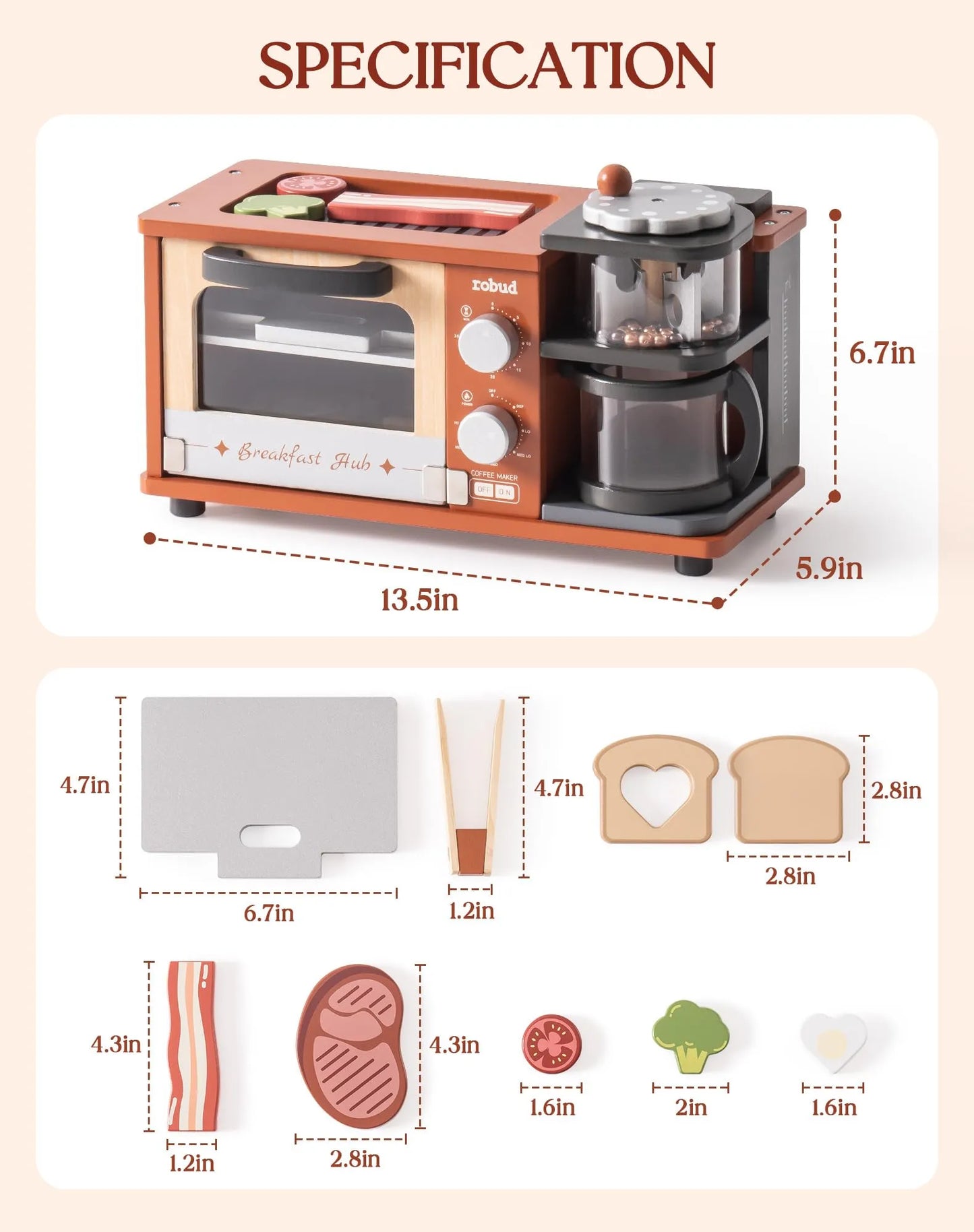 ROBUD Macchina per la colazione Giocattolo da cucina - Caramello