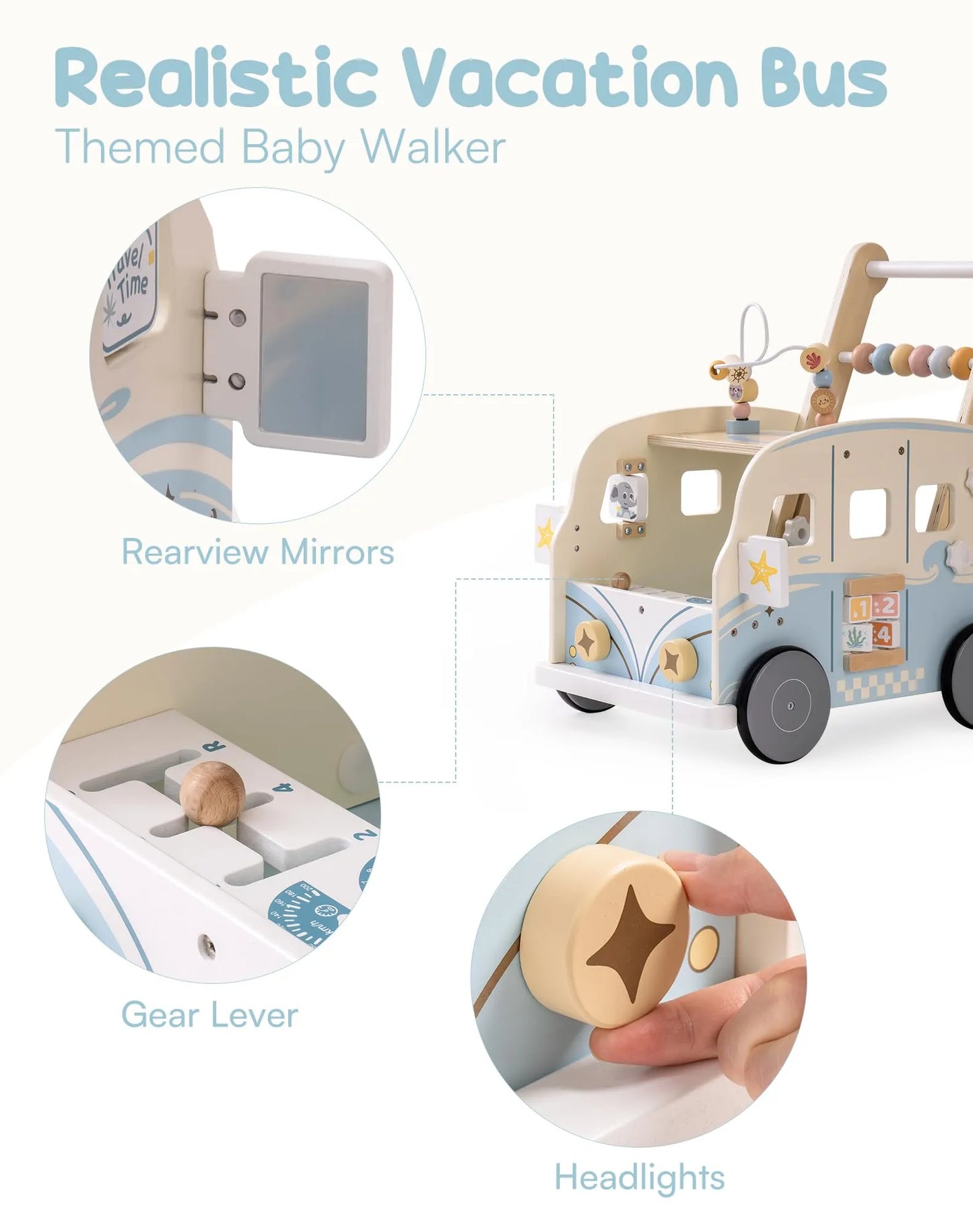 ROBUD Girello in legno per bambini - Vacaction Bus