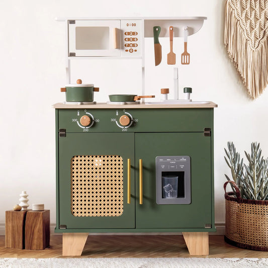 ROBUD Set di Giocattolo da Cucina in Legno per Bambini - Verde Vintage