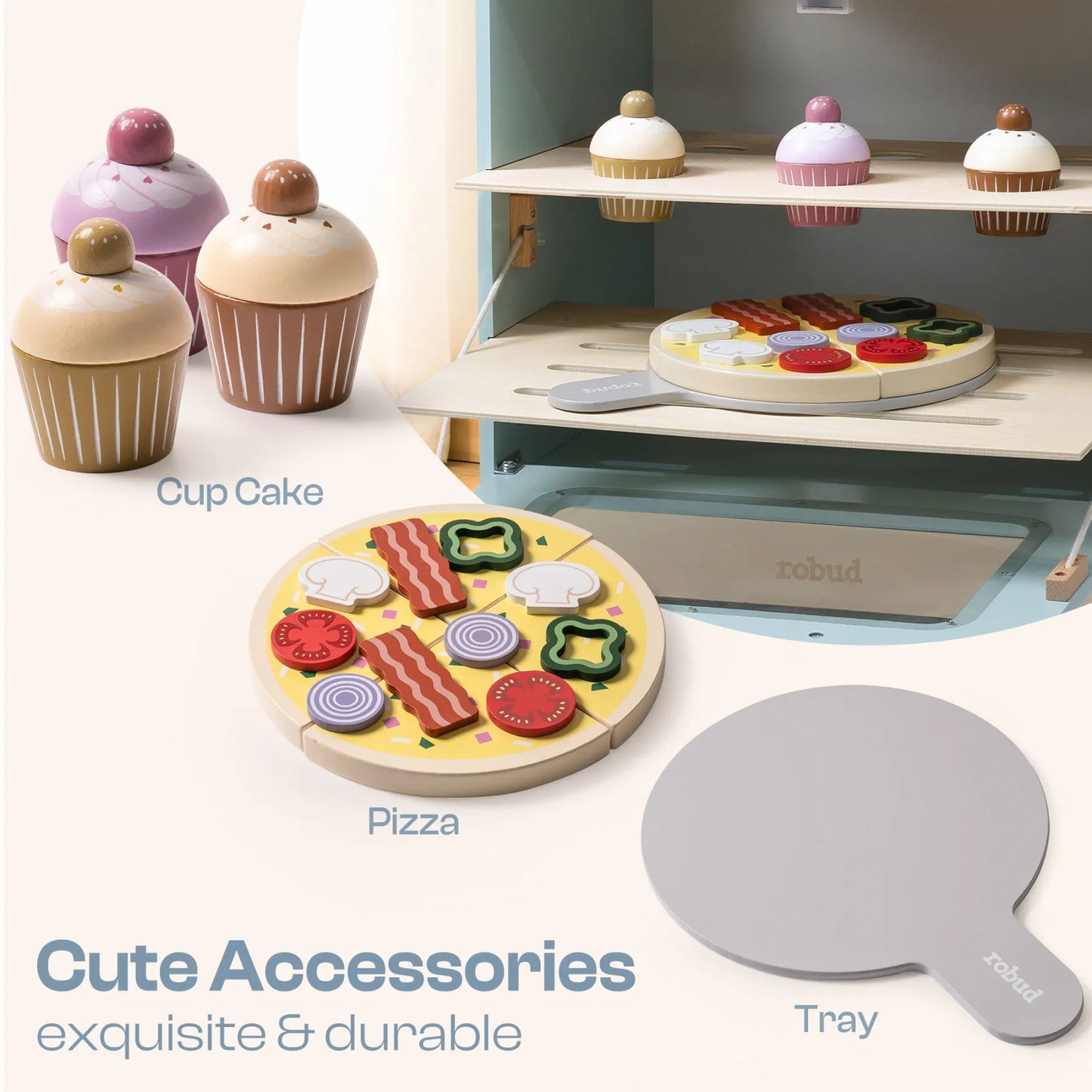 ROBUD Forno da cucina per bambini in legno - Realistico