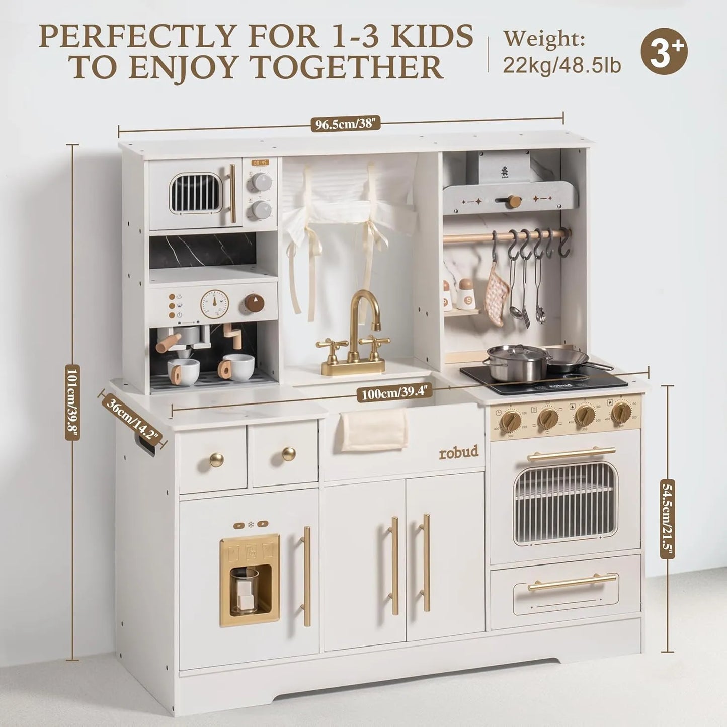 Cucina giocattolo moderna ROBUD per bambini - Bianca