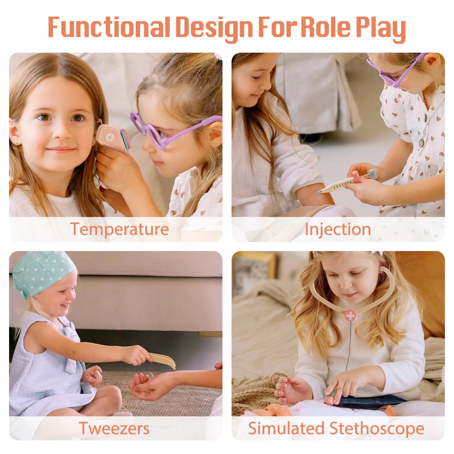 Set di giocattoli ROBUD in legno per attività del dottore