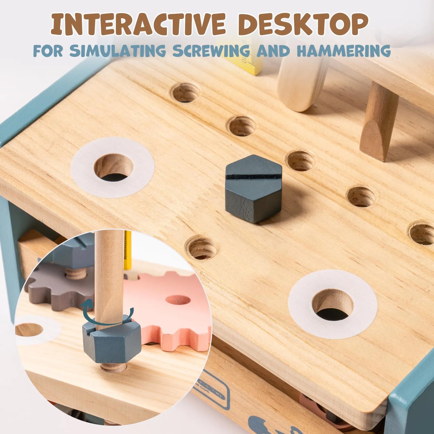 Set di mini banco da lavoro in legno per attrezzi da gioco ROBUD